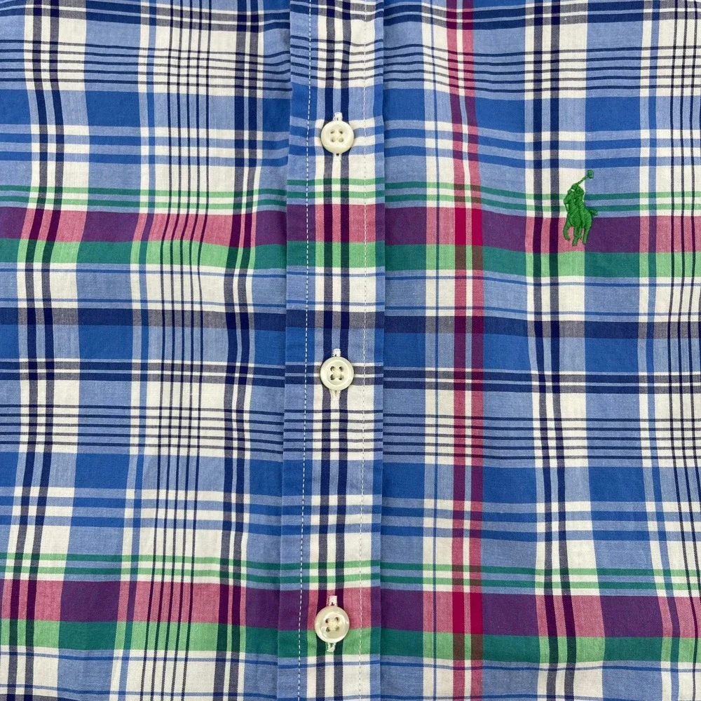 Ralph Lauren M (10-12) Plaid Shirt Short Sleeve‎ Button Down Casual Top Kids